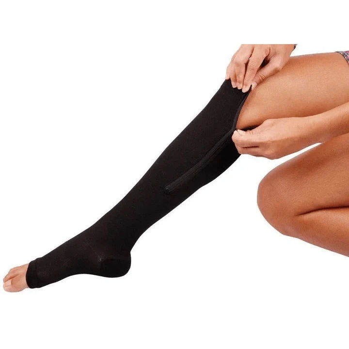 Zipper Compression Socks Knee High Open Toe with Graduated for Travel and Pregnancy - Image 13