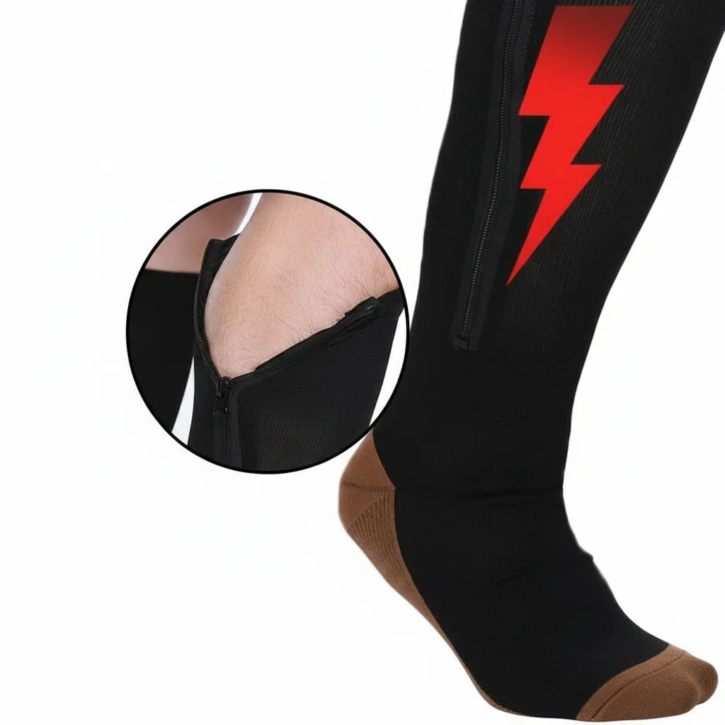 Zipper Compression Socks Knee High Open Toe with Graduated for Travel and Pregnancy - Image 3