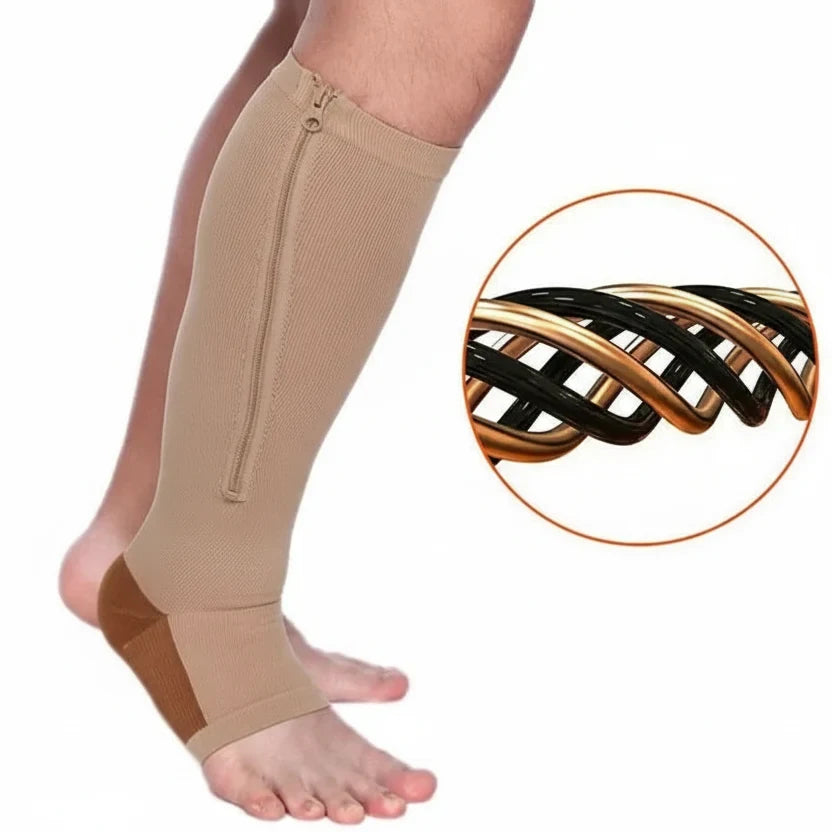 Zipper Compression Socks Knee High Open Toe with Graduated for Travel and Pregnancy - Image 6